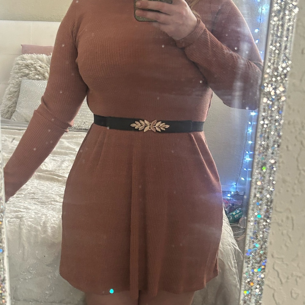 Forever 21 Rust Long Sleeve Dress